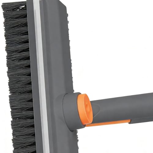 Heavy Duty Brush, Long Handle Floor Cleaner, 52.76 x 10.63 x 2.56 Inches Adjustable Scrubber with Stiff Bristles, Multipurpose Cleaning Tool, Hard Brush with Ergonomic Grip, Outdoor Floor