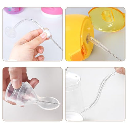 8PCS Bottle Brush Sponge Cup Brush with Straw Brushes Long Handle Cleaner Brush for Baby Bottle Glasswares Mugs Cups Kitchen Clean (4 Bottle Brushes + 4 Straw Brushes) - color: 4 Pcs + 4 Straw Brushes