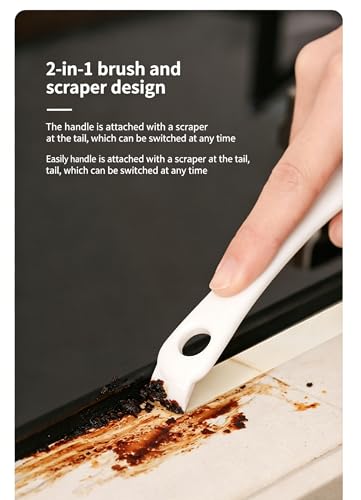 2 Pack Grill Cleaning Brush for BBQ Grill Grates, Kitchen Gap Cleaning Brush with Scraper, Detail Cleaning Tool for Stove Top, Sink, Oven Rack, Drain and Hard-to-Reach Areas