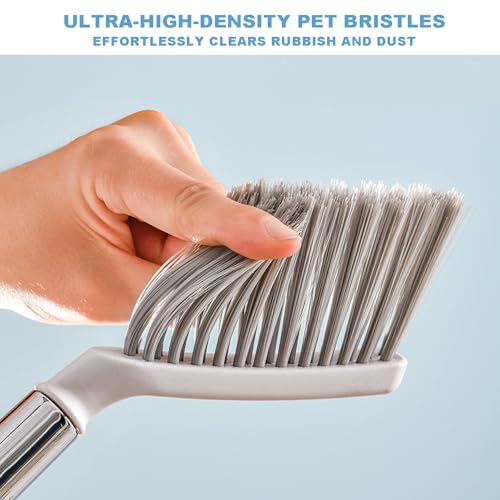 Small Broom with Dustpan Combo Set Mini Broom and Brush Set Hand Sweeper for Cleaning Desk Office Kitchen Pet Nest (White) - color: White