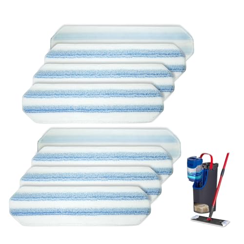 8 Pack Replacement Pads for O Cedar H2prO Flat Mop System, Flat Pads for Ocedar Flat Mop System, Machine Washable/ Reusable, Powerful Stain Removal, for Hardwood, Tile, Marble, laminate floors. - size: 8 H2prO Flat
