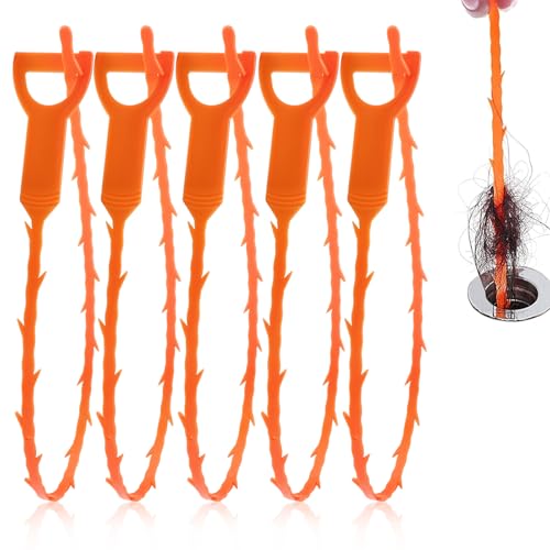Drain Snake Clog Remover Tool, Flexible Hair Drain Cleaner for Sink, Shower, Tub & Toilet, Reusable Sink Snake for Kitchen & Bathroom Sewer Pipe Cleaning