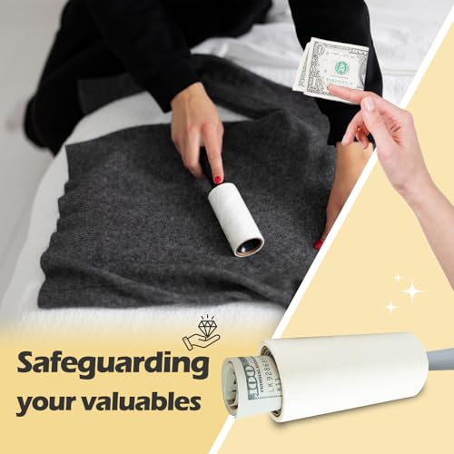 Diversion Safe Money Rollers for Pet Hair, Sticky, Remover for Couch, Clothes Furniture and Carpet. Dog Hair Remover Cat Hair - Secret Hidden Jewelry Storage Home Security (White)