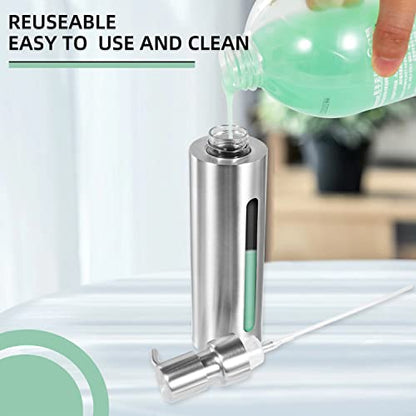 Stainless Steel Soap Dispenser, 7Oz Slim Rust Proof Liquid Soap Dispenser for Kitchen & Bathroom - Refillable Brushed Nickel Dispenser for Essential Oils and Shampoo