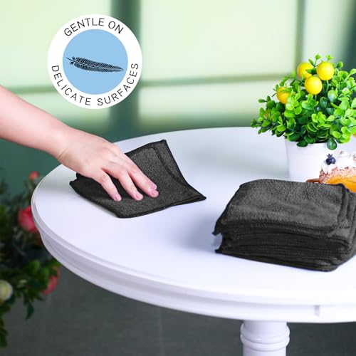 Tanlade Cleaning Cloth Dry Erase Cloth Cleaning Rags Reasonable Kitchen Towels Microfiber Towels Cars Wash(6 x 6 Inch,Black,50 Pcs) - color: Black, size: 6 x 6 Inch