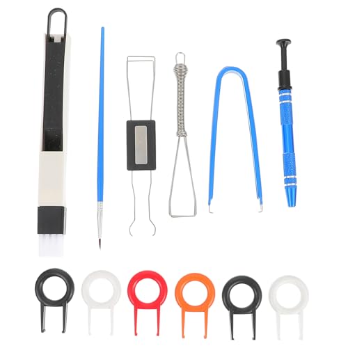 BESPORTBLE Mechanical Keyboard Cleaning Kit with Keyboard Keycap Remover and Anti-Static Computer Brush, Plastic and Metal Tools for Chip Picking and Lubricating