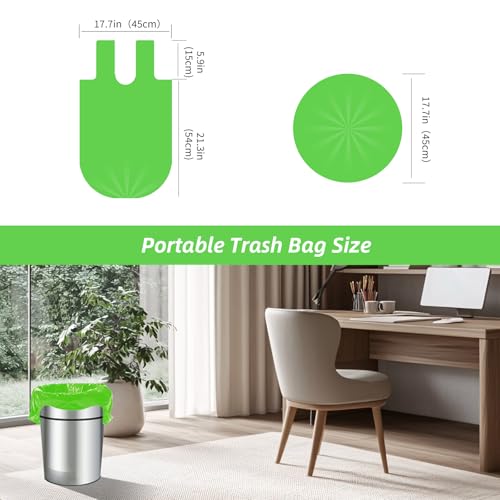 MakMeFre 5Rolls 4Gallon Portable Trash Bags,Thicken Small Garbage Bags for Office,Bedroom,Kitchen Waste Bin(150Counts,Green) - style: 4Gallon(150Counts)GreenColor