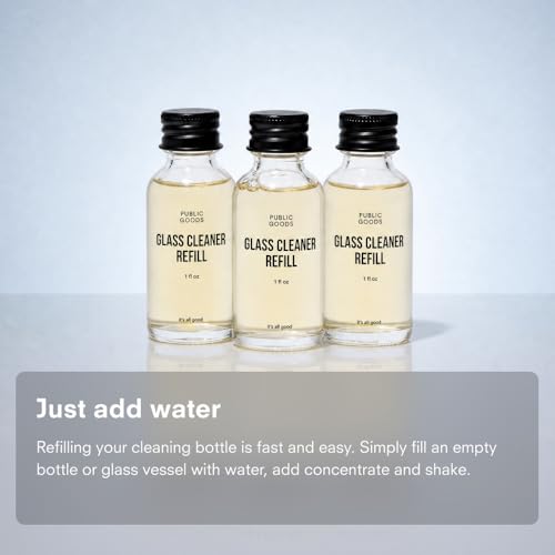 Public Goods Glass Cleaner Refill | Refill Concentrate for Windows, Mirrors, Glass Surfaces | Cruelty Free, Paraben Free, Vegan Friendly | 3 Pack - 24 Oz Diluted - style: Refills