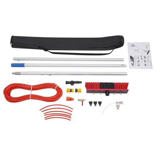 Solar Panel Cleaning Kit, Window Cleaning System, Hose & BrushHead, Washing Equipment Window Cleaner Tool Water Fed Pole Kit for Roof Caravan Solar Panel (3m/9.84ft) - size: 3m/9.84ft