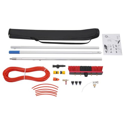 Solar Panel Cleaning Kit, Window Cleaning System, Hose & BrushHead, Washing Equipment Window Cleaner Tool Water Fed Pole Kit for Roof Caravan Solar Panel (3m/9.84ft) - size: 3m/9.84ft