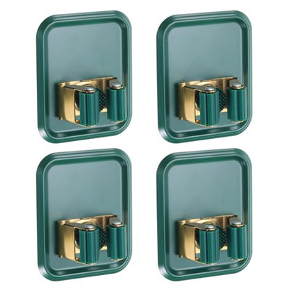 uxcell 4pcs Mop Broom Holder Wall Mount, 304 Stainless Steel Mop Broom Organizer Storage Rack, Self Adhesive Broom Hanger for Bathroom, Laundry Room, Green - color: Green