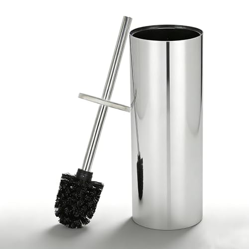 Toilet Brush and Caddy, Stainless Steel Toilet Bowl Brush and Holder, Toilet Bowl Cleaner Brush for Bathroom (Silvery) - color: Silvery