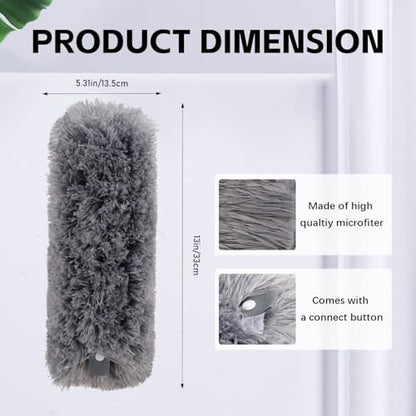Reusable Microfiber Duster Refills Compatible with OXO & MR.SIGA Duster - Washable Duster for Household Cleaning Dusting Furniture Blind Ceiling Fan - 3Pack Grey(Handle NOT Included - color: Grey 3 Pack