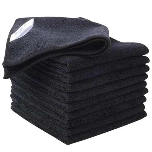KinHwa Kitchen Washcloths for Dishes Absorbent Microfiber Dish Cloths Quick Dry Dish Rags with Poly Scour Scrub Side Ideal for Kitchen Cleaning (Black, 12inchx12inch 10 Pack) - color: Black, size: 12inchx12inch 10 Pack