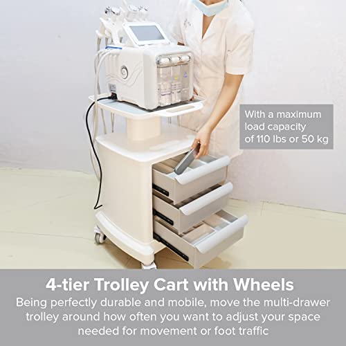 Professional-Grade 3-Drawer Utility Cart on Wheels - Trolley Cart w/ 3 Drawers & Utility Desk - Mobile Storage Cart, Cavitation Machine, Salon Supplies - Max 50kg/110lb Load… - size: 110LB Load / 3 Drawer