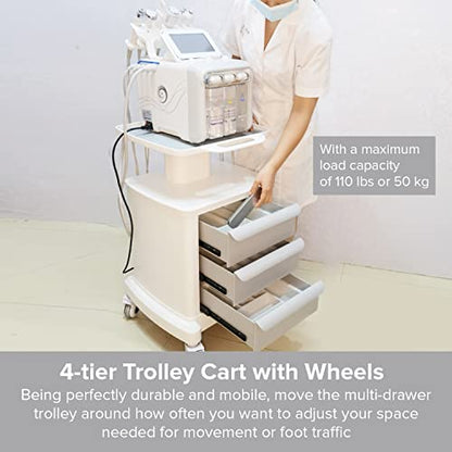 Professional-Grade 3-Drawer Utility Cart on Wheels - Trolley Cart w/ 3 Drawers & Utility Desk - Mobile Storage Cart, Cavitation Machine, Salon Supplies - Max 50kg/110lb Load… - size: 110LB Load / 3 Drawer