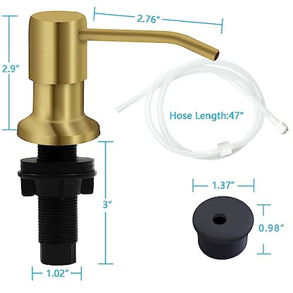 Sink Soap Dispenser, Kichen Sink Soap Dispenser, 47" Extension Tube kit, Under Sink Soap Dispenser Pump, No Need More Refills （Golden, 2 Pack） - color: Golden-2 Pack