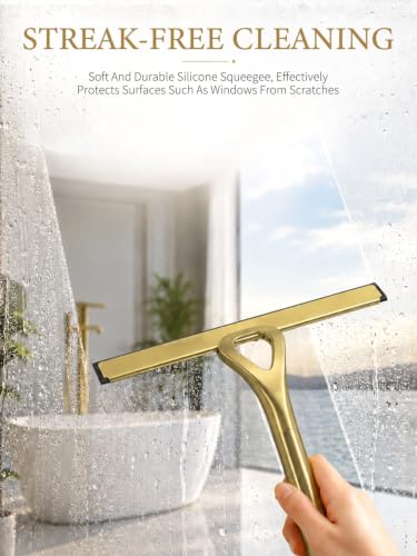 Shower Squeegee for Glass Doors, Stainless Steel Shower Squeegee, Window Cleaning Tools for Glass Doors Car Glass Bathroom Window Kitchen Mirror