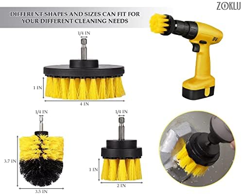 3 Pcs Drill Brush Attachments for Cleaning - Drill Brush Scrubber Set with Nylon Bristles, 2/3.5/4 in Heads, 1/4" Hex Shaft - Versatile for Bathroom Tile, Car Wheels, Garage Floors & Deep Grout Lines
