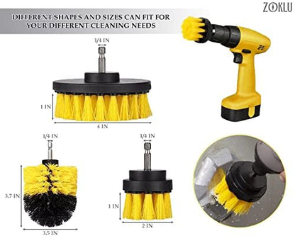 3 Pcs Drill Brush Attachments for Cleaning - Drill Brush Scrubber Set with Nylon Bristles, 2/3.5/4 in Heads, 1/4" Hex Shaft - Versatile for Bathroom Tile, Car Wheels, Garage Floors & Deep Grout Lines