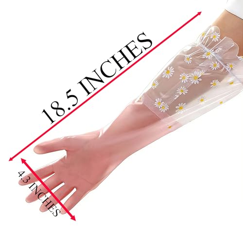 Dishwashing Cleaning Gloves Waterproof Tear-Resistant Household Rubber Cleaning Gloves with Long Elastic Cuffs