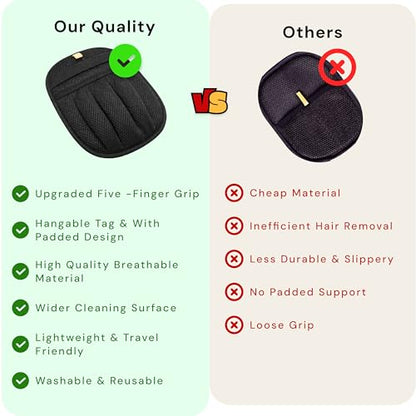Wolfster Pet Hair Removal Glove for Cats & Dogs, Upgraded Five-Finger Electrostatic Reusable Pet Hair Remover Mitt for Couch, Sofa, Carpet, Car Seat, Bedding & Clothing, Lint Roller Alternative - color: Pack of 1