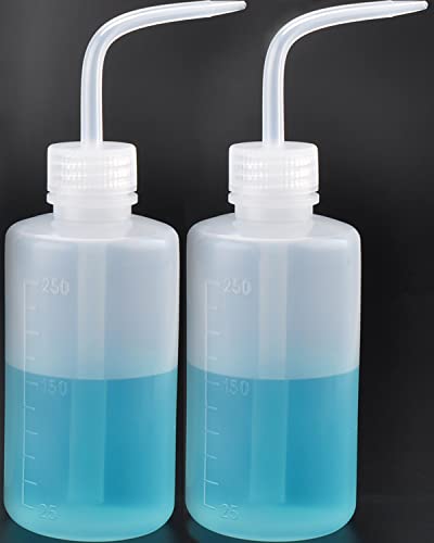 Valchoose 2 Count Wash Bottle 250ml 8.5oz, Medical Squeeze Bottle LDPE No Leaking, Safety, Reusable, Awesome for Watering Plants and Washing Lab Ware - color: White, size: 2x250ml