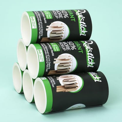 4.6 inch Giant Extreme Stick Lint Roller Refills for Evercare Giant Lint Roller and T Handle Lint Roller Extra Sticky 60 Sheets Each Refill 6 Pack 360 Easy- Peel Sheets Total - size: 4.6 inch