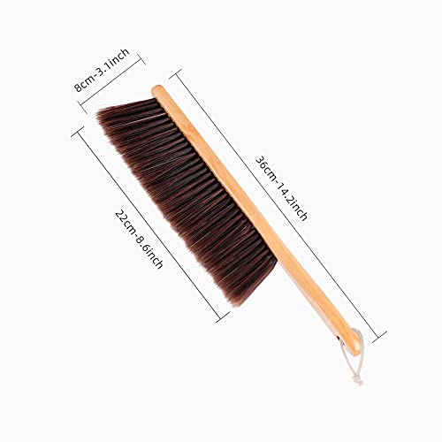 Hand Broom,Horse Hair Brushes,Soft Horsehair Upholstery Brush with Handle,Shop Brush Dustpan,Foxtail Broom,Dust Broom for Bench/Couch/Furniture/Couch/Counter/Bed/Fireplace Ash Dusting,Duster Cleaning