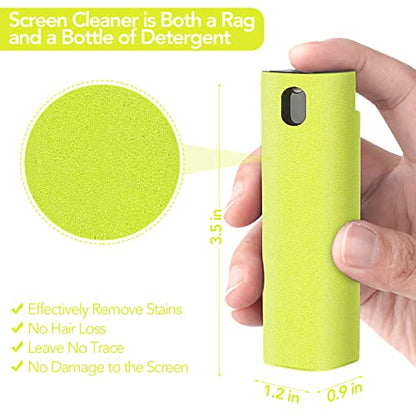 2 Pcs Fingerprint Proof Screen Cleaner,3 in 1Touchscreen Mist Cleaner Spray Wipe Cleaner Fingerprint-Proof Soft Fiber Flannel,Safe for All Phones Glasses Tablet Laptop TV Watch Screens(Green) - color: Green