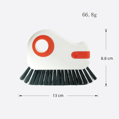 Multifunctional 2 in 1 Groove Cleaning Brush with Scraper & Dustpan - Window Track Cleaner Tool for Glass Door Tracks, Sills, Sliding Doors - Grout Brush for Narrow Gaps, Tiles, Bathroom - Orange