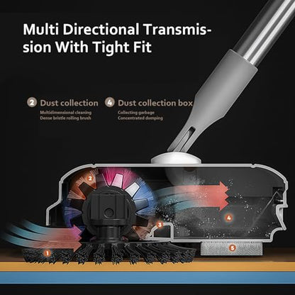 Floor Sweeper 2-in-1 360° Rotating Hand Push Sweeper High Efficient Carpet with Long Handle Hanging Manual Vacuum for Home Office