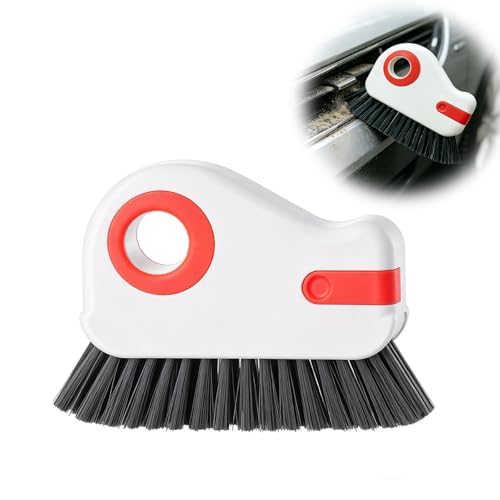 2 in 1 Groove Cleaning Brush, Multifunctional Window Track Cleaner with Hidden Scraper, Hard Bristle Grip Brush Sliding Door Cleaning Tool for Vehicle Home Office (Orange) - color: Orange, 1 Pcs