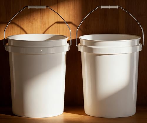 5 Gallon Utility Bucket with Comfort Handle (2 Pack) Multipurpose Cleaning and Storage Containers,Heavy Duty Plastic Pail, Stackable, White – Perfect for Cleaning, Painting, Household Storage