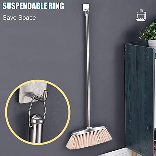 Broom and Dustpan Set for Home, Stainless Steel Broom and Dustpan Set with Long Handle, Heavy Duty Dustpan Broom Set Upright Standing Dust Pan Kitchen and Home Indoor Outdoor