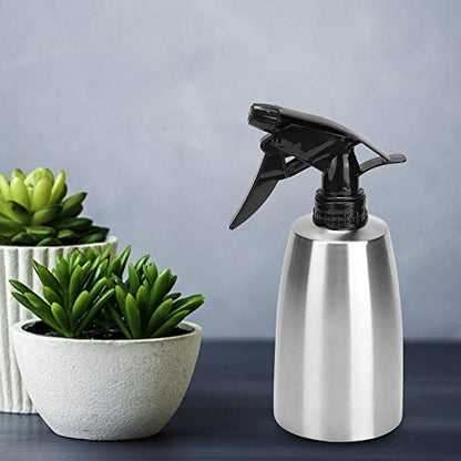 FLEXMAN 400ml Spray Bottles, Stainless Steel Water Spray Bottle with Ergonomic Handle, Seasoning Can with Adjustable Nozzle for Outdoor Barbecue, Cooking