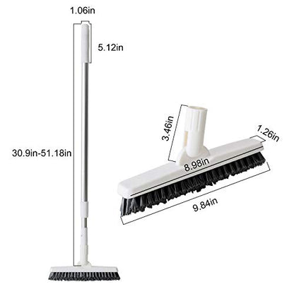 Grout Brush with Long Handle Telescopic Handle Floor Scrub Brush Grout Brush 180°Rotation Tile Grout Cleaning Tool V-Shaped Corner Brush for Bathroom Wall Tile Floors Hard to Reach Areas - 51.2in