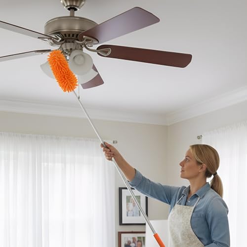Duster for Cleaning Hand Duster Cleaning Supplies for Office Car Window Furniture Ceiling(Orange Color,0.9 ft) - color: Orange Color, size: Long Strip