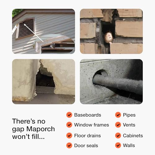 Steel Wool Mice Control 3-pc, Mouse Hole Filler, Scissors & Gloves, MaPorch | 22.5ft Total - Sharp, Strong & Expanding - Fits All Gaps - Immediate Install - Block Rats, Rodents, Bugs & Squirrels - size: 3-Pack