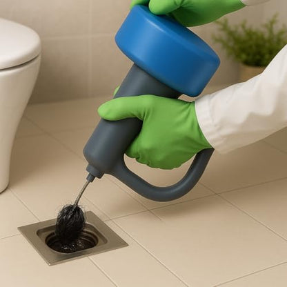 50 FT Drain Snake Hair Drain Clog Remover, Manual Or Powered, Plumbing Snake With Drill Adapte,Unclog Sink Drain Tool, Drain Auger for Toilet、Shower、Kitchen、Sink, No Auto Retract Or Feed, Blue - color: Blue