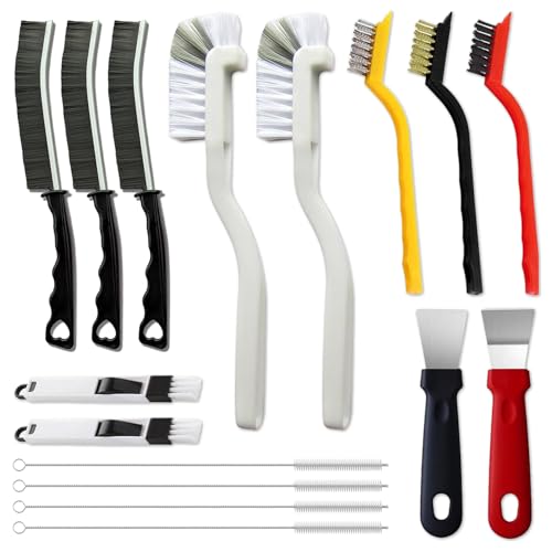 16Pcs Crevice Cleaning Brush Set, Hard Bristle Scrub Brushes Tools for Deep Cleaning Gap,Window Groove Cleaning Brush for Sliding Door, Sill, Tile Lines, Shutter, Corner, Sink, Teapot, Bottle (16 Pcs) - color: 16 Pcs