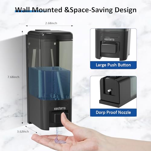 Manual Soap Dispenser, 17oz/500ml Wall Mount Soap Pump, Large Capacity Kitchen Bathroom Hand Soap Dispenser, Commercial Refillable Shampoo Shower Gel Lotion Dispenser, Black - color: Black 500ml