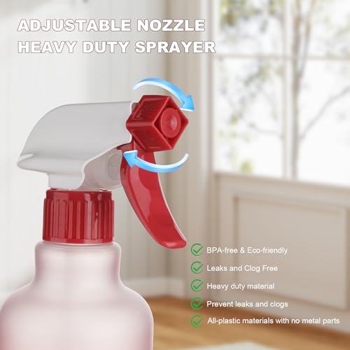 Spray Bottles Plastic Spray Bottle for Hair Mist/Stream Heavy Duty Empty Spray Bottles for Cleaning Solutions, Plants, Cooking (16.9oz-Red) - color: 16.9oz-Red