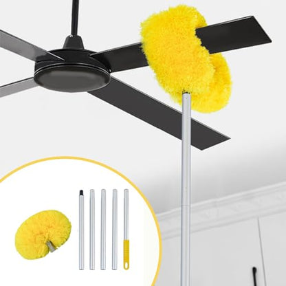 Microfibre Duster for High Ceilings, Ceiling Fan Duster, Extendable Duster with 67 Inches Extension Pole, Detachable, Washable Lightweight Duster, for Ceiling Fan, Webs, Blinds