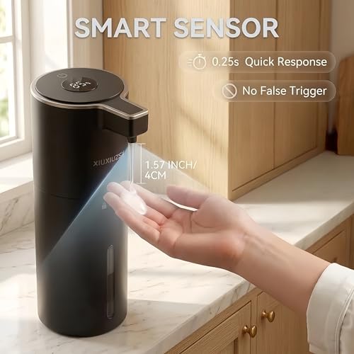 Touchless Automatic Liquid Soap Dispenser | USB Rechargeable Wall Mount 400ml Sensor Electric Hand Soap Dispenser Bathroom Kitchen Black - color: Black Liquid