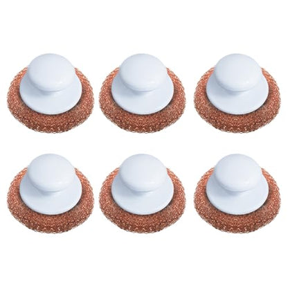 LOLA Copper Mesh Scouring Pad w/Comfort Knob, 6 Pack, Heavy Duty Cleaning Pads, Knitted Wire Mesh, Cleans Caked-On & Baked-On Messes - size: 6 Pack