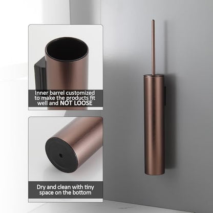 BGL Toilet Brush and Holder Set Rose Gold Wall Mounted for Bathroom Round Design - color: Rose Gold-wall Mount