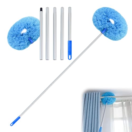 Ceiling Fan Cleaner Duster, Reusable Microfiber Duster with Extension Pole, Removable Dusters for Electric Fans Air Conditioning, Home Car Vents, Curtain (Blue-5Pole) - color: Blue-5pole