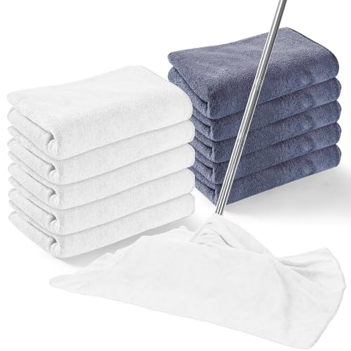 SmoothNovelty 10 Pcs Extra Large Microfiber Cloth 30" x 20" Large Floor Microfiber Towel Reusable Washable Free Lint Free Cloth Rag for Squeegee Mop Floor Window Housekeeping (White,Gray) - color: White, Gray