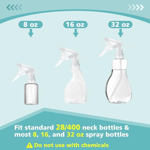 6Pcs Clear Spray Bottle Replacement Nozzle- Reusable Quality Trigger Spray Nozzles with Mist Stream Sprayer, Fit Standard 28/400 Neck 32oz, 16oz, 8oz Bottles for Garden Home Kitchen Office Gifts - color: Clear